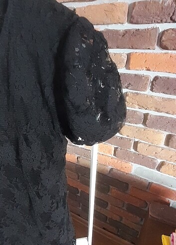 Mini dantelli balon kol elbise - Görsel 5