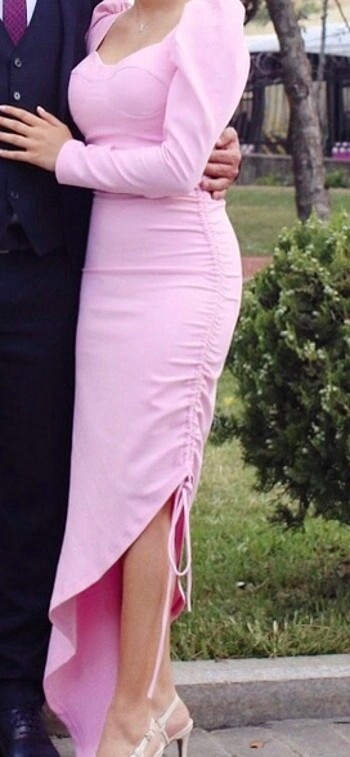 Zara Pembe Uzun Elbise