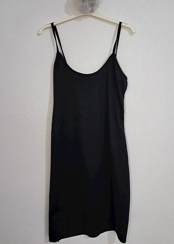 Siyah Midi Strappy Kadın Triko Elbise