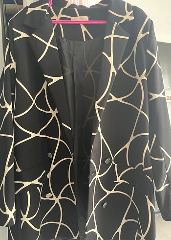 Desenli Siyah Kadın Blazer Ceket