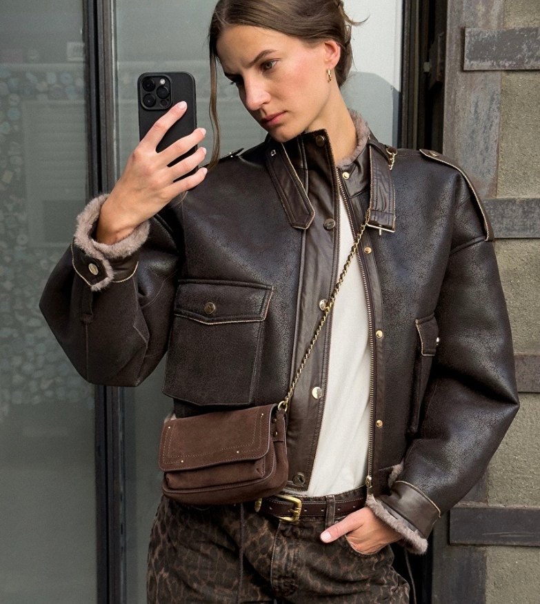 Ipekyol Kahverengi Kürklü Deri Kadın Ceket - Görsel 3