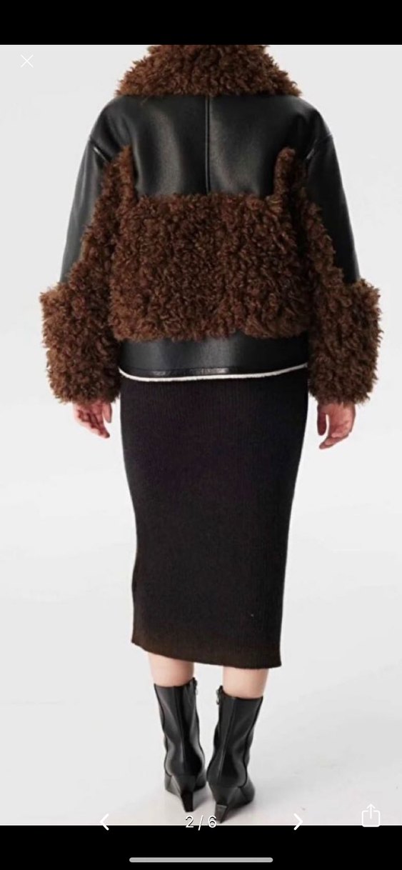 Kahverengi Kürklü Deri Kadın Ceket - Görsel 2