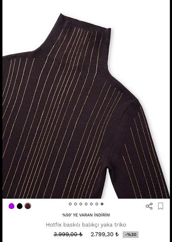 Kahverengi taşlı  Kadın Kazak - Görsel 3