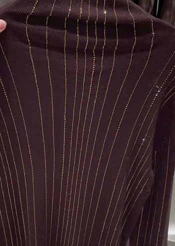 Kahverengi taşlı  Kadın Kazak - Görsel 4