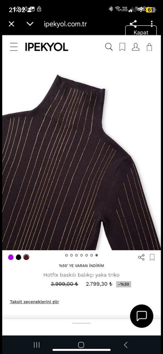 Kahverengi taşlı  Kadın Kazak - Görsel 3