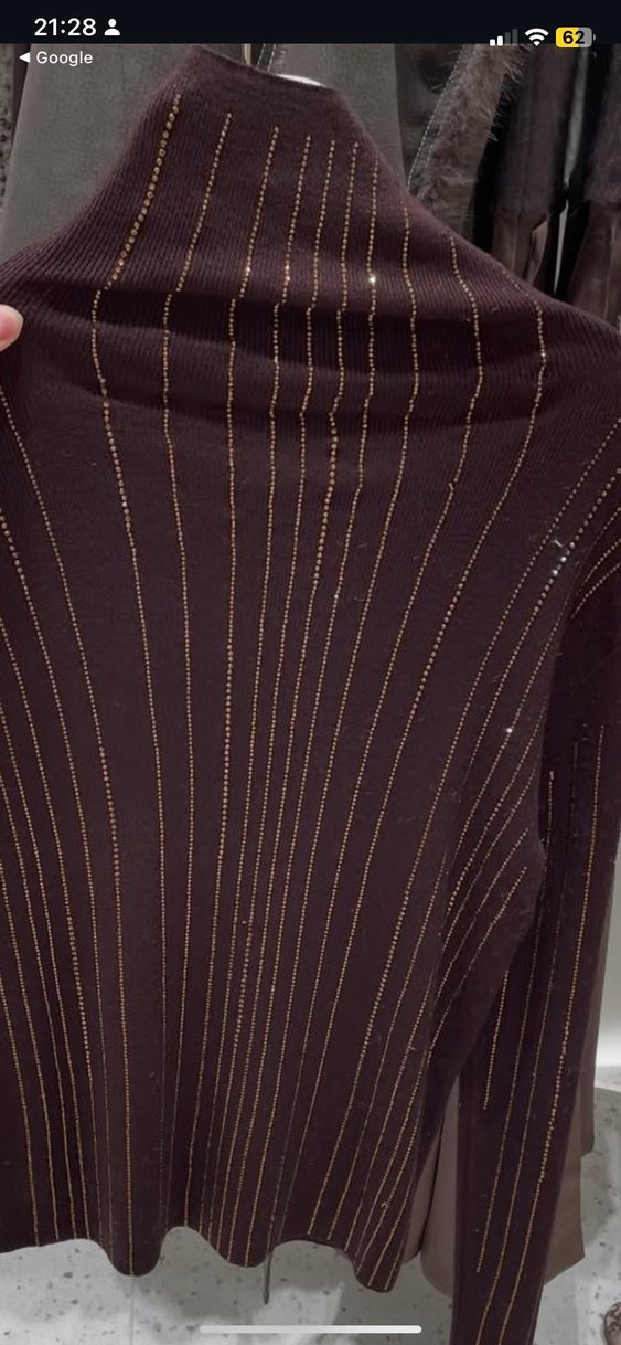 Kahverengi taşlı  Kadın Kazak - Görsel 4