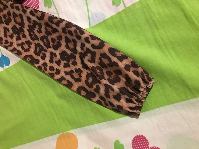 40 Beden camel Renk Leopar elbise