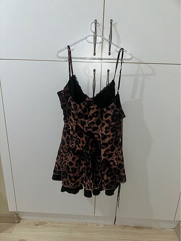 Leopar Desenli Elbise