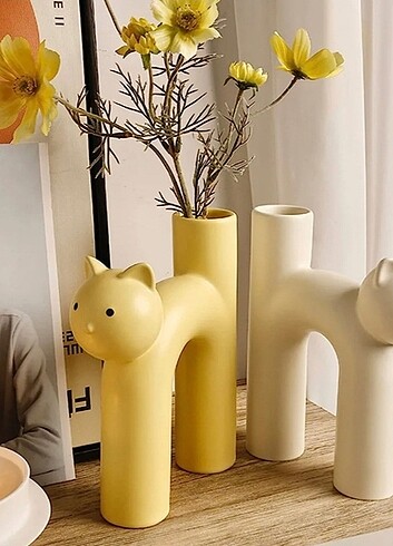 Ikea Ham seramik kedi vazo