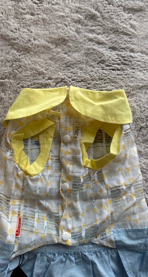 Sarı Yakalı Mavi Fırfırlı Köpek Kedi  Elbisesi - Görsel 4