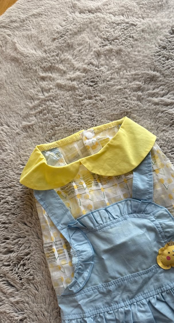 Sarı Yakalı Mavi Fırfırlı Köpek Kedi  Elbisesi - Görsel 2