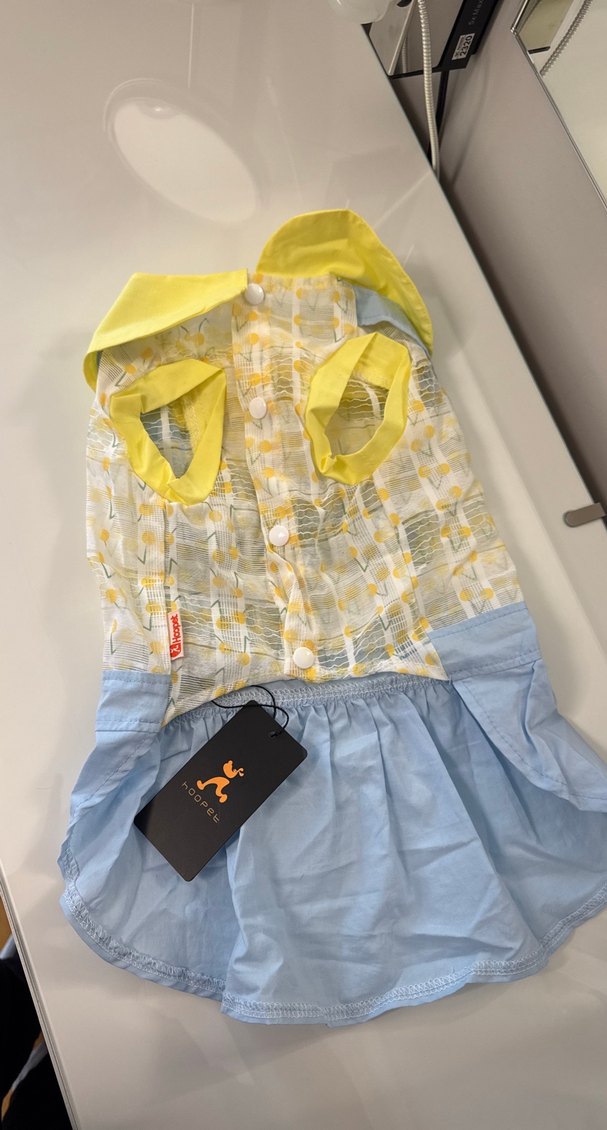 Sarı Yakalı Mavi Fırfırlı Köpek Kedi  Elbisesi - Görsel 5