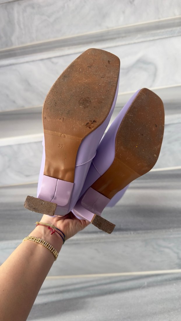 Mor Stiletto Topuklu Diz Boyu Kadın Çizme - Görsel 2