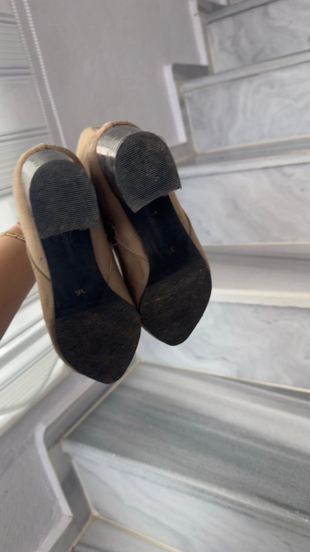 Bej Süet Kadın Topuklu Bot - Görsel 4