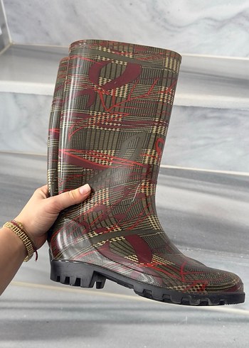 Kahverengi Desenli Kadın Yağmur Çizmesi - Görsel 3