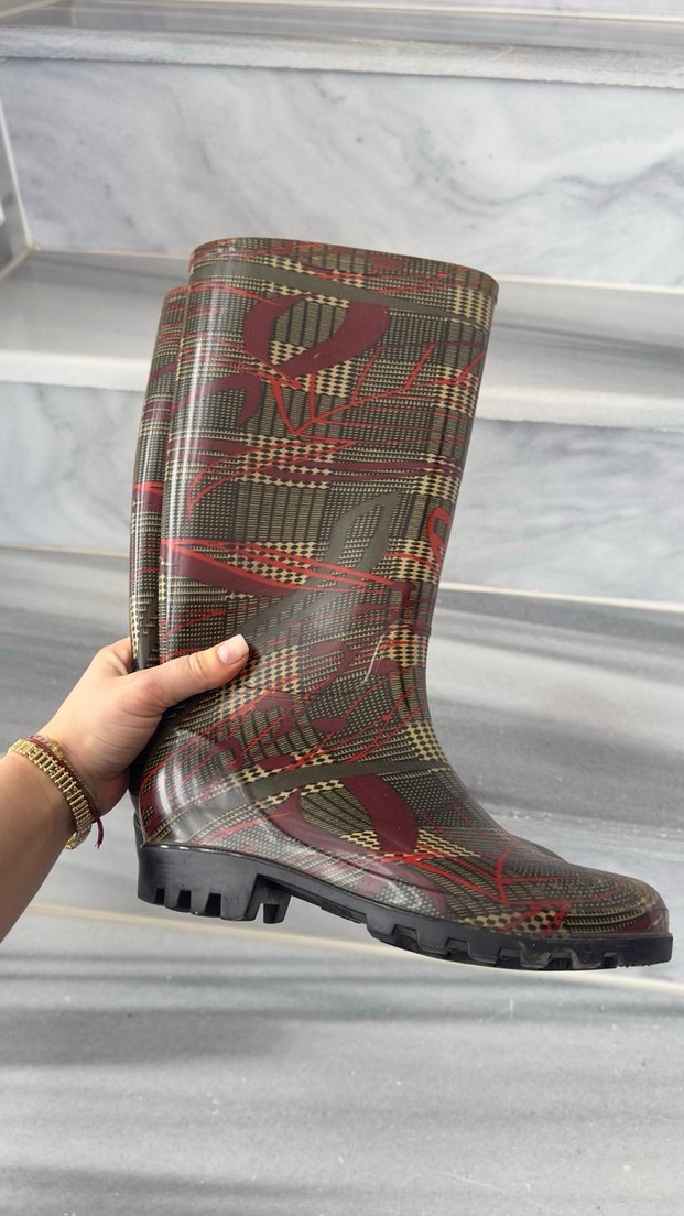 Kahverengi Desenli Kadın Yağmur Çizmesi - Görsel 3