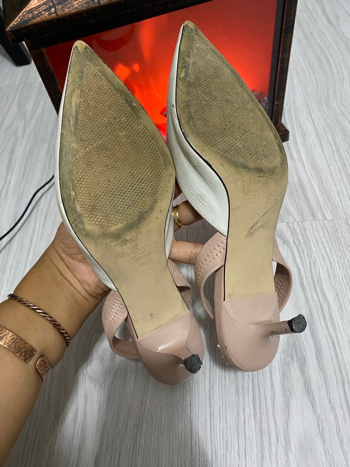 Zara Beyaz Stiletto Topuklu Kadın Abiye Ayakkabı - Görsel 4