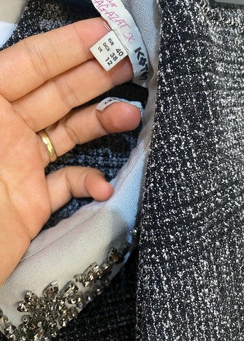 l Beden Gri ekoseli Mini Kareli ikili takım