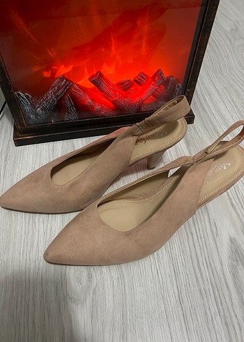 Pudra rengi Stiletto Kadın Topuklu Ayakkabı - Görsel 4