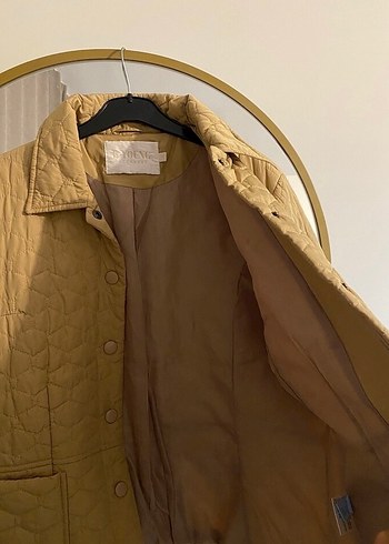 xl Beden camel Renk Bej Kadın Deri Midi Ceket