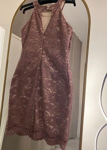 Pudra Dantel Detaylı Midi Abiye Elbise - Görsel 14