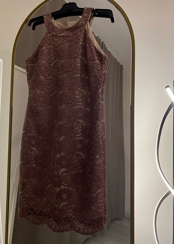 Pudra Dantel Detaylı Midi Abiye Elbise - Görsel 12