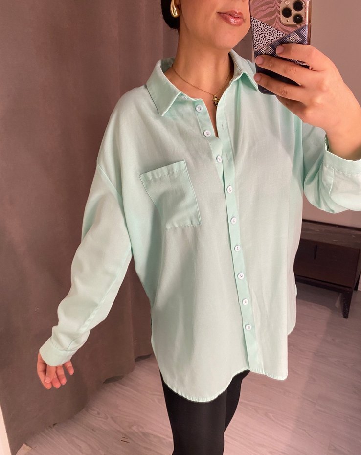 Turkuaz Uzun Kollu Gömlek - Görsel 4
