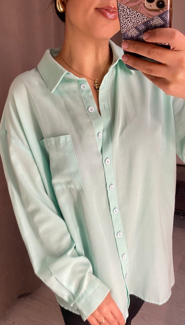 Turkuaz Uzun Kollu Gömlek - Görsel 5