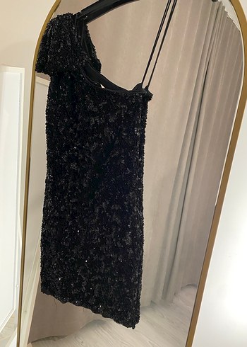 Gösterişli Siyah Payetli Uzun Abiye Elbise - Görsel 10