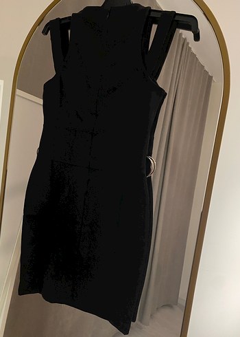 Zincir Detaylı Siyah Esnek Gotik Elbise - Görsel 7