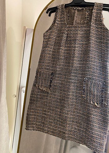 Gri Kareli Midi Elbise - Görsel 9