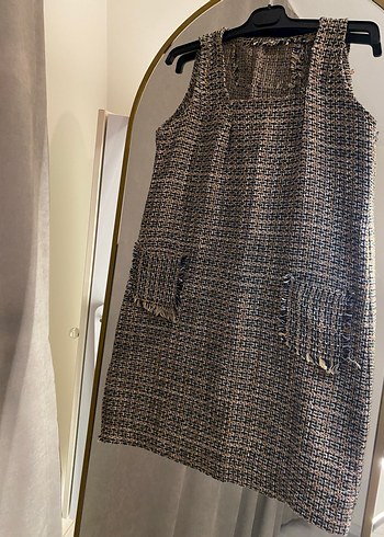 Gri Kareli Midi Elbise - Görsel 8