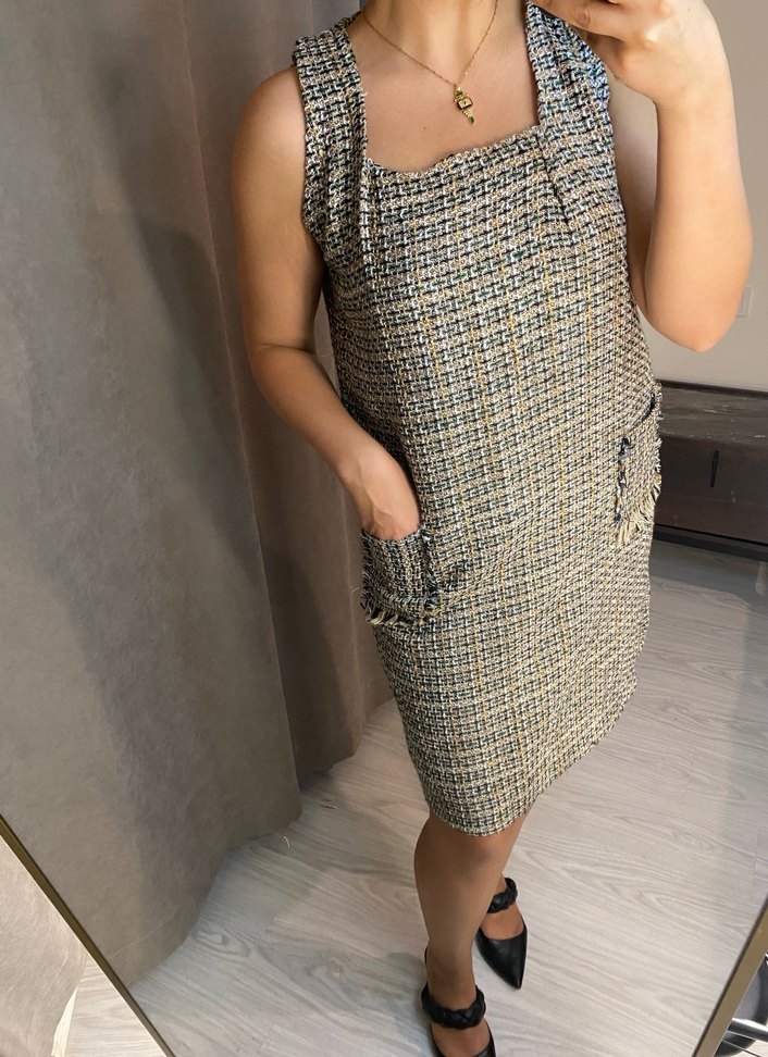 Gri Kareli Midi Elbise - Görsel 4