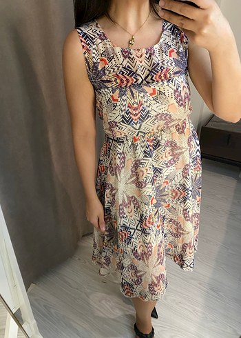 Bohem Tarzı bisiklet Yakalı Midi Elbise - Görsel 7