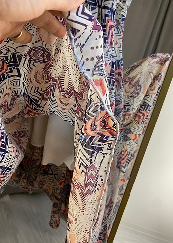 Bohem Tarzı bisiklet Yakalı Midi Elbise - Görsel 9