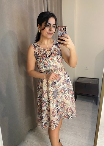 Bohem Tarzı bisiklet Yakalı Midi Elbise - Görsel 3