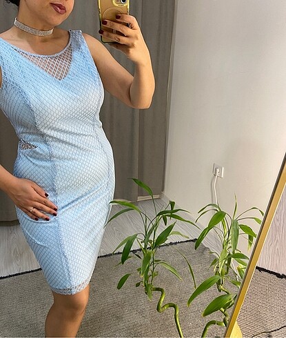 Bebe mavisi gece elbisesi - Görsel 5