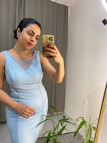 Bebe mavisi gece elbisesi - Görsel 7