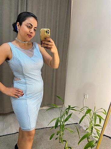 Bebe mavisi gece elbisesi - Görsel 9