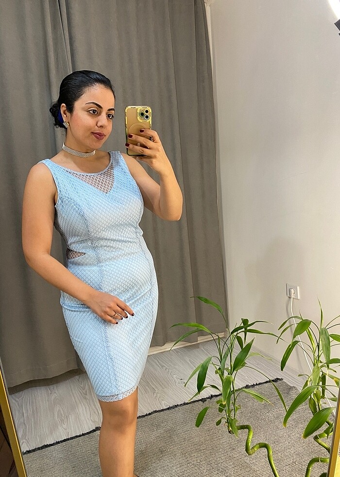 Bebe mavisi gece elbisesi - Görsel 2