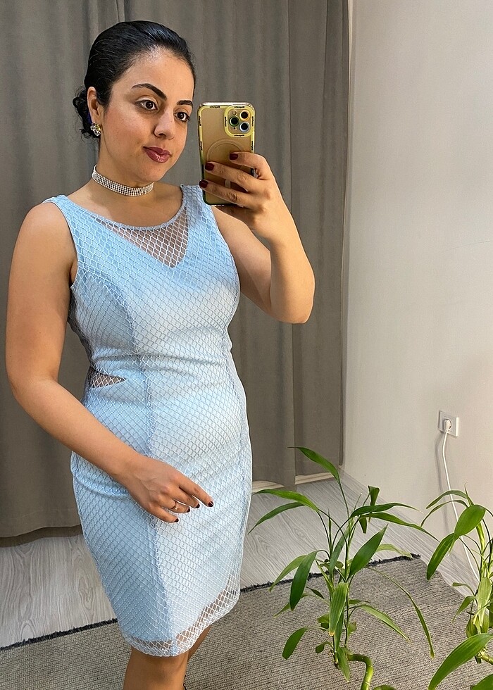 Bebe mavisi gece elbisesi - Görsel 4