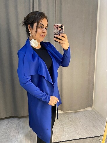 Diğer Parlement mavisi uzun trençkot