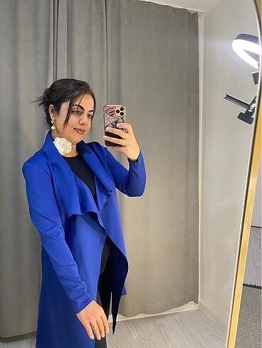 l Beden Parlement mavisi uzun trençkot