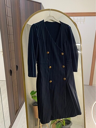 Lacivert blazer elbise - Görsel 6