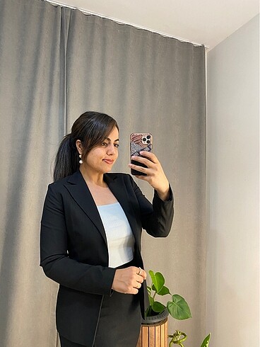 Diğer Siyah blazer önü düğmeli vatkalı ceket