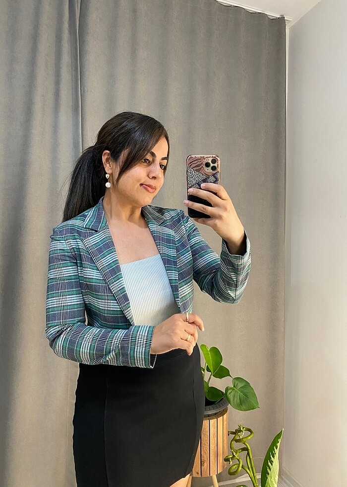 ADİL IŞIK Marka crop Blazer Ceket - Görsel 2