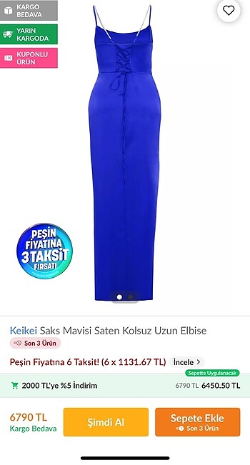 KEİKEİ GECE ELBİSESİ ACİL SATILIK