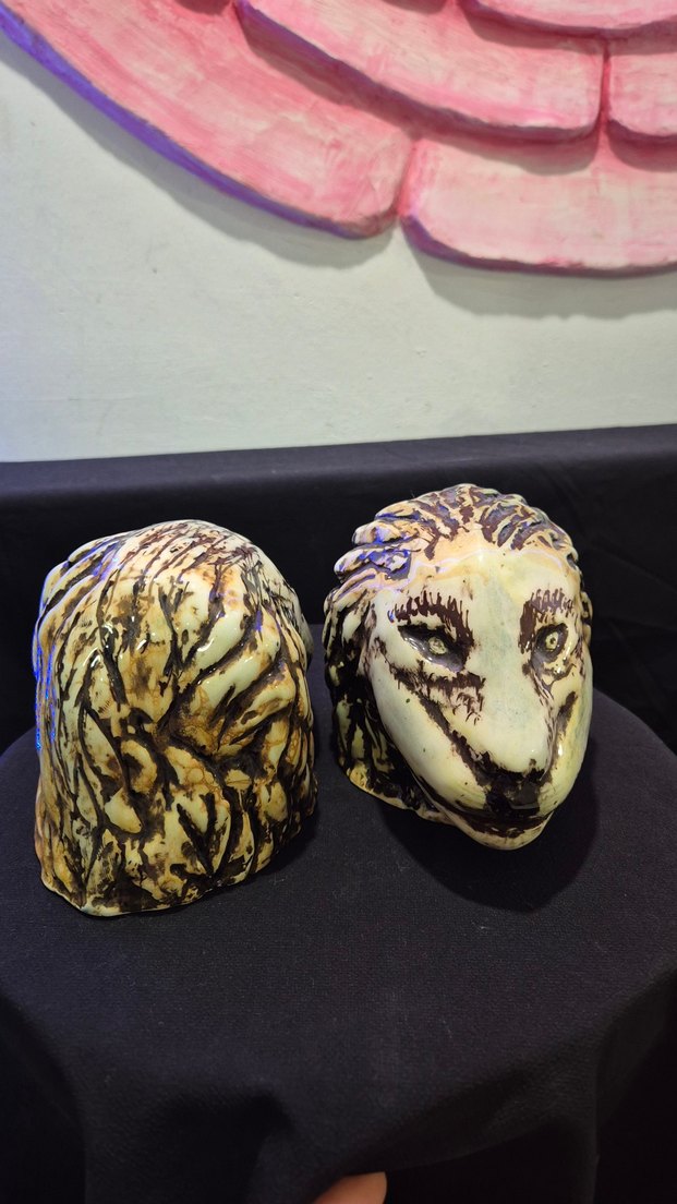 Butik Tasarım El Yapımı Seramik "Aslan Dostlar" İkili Biblo Seti - Görsel 4