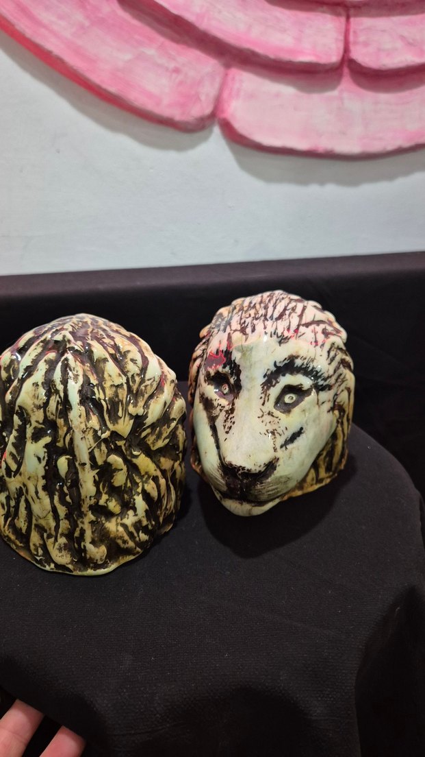 Butik Tasarım El Yapımı Seramik "Aslan Dostlar" İkili Biblo Seti - Görsel 2