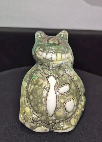 "Mermer Desenli Kravatlı Kurbağa" El Yapımı seramik Biblo 10 cm - Görsel 8